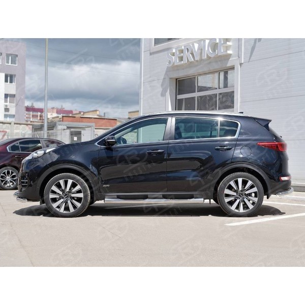 KIA SPORTAGE 2016-2018 Пороги труба d76 с накладкой (вариант 3) KST-002288