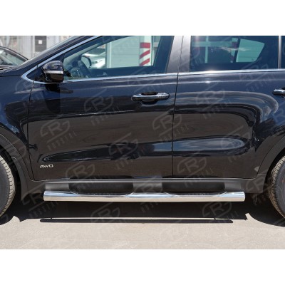 KIA SPORTAGE 2016-2018 Пороги труба d76 с накладкой (вариант 3) KST-002288