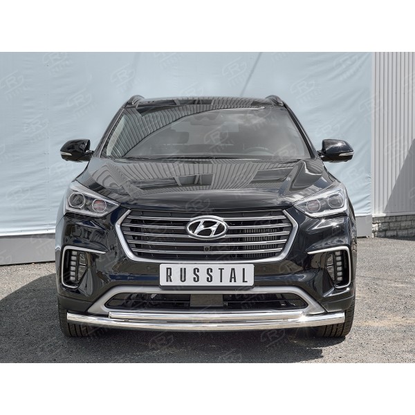 HYUNDAI SANTA FE GRAND 2016-2018 Защита переднего бампера d63 дуга-d42 дуга HSFZ-002732