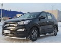 Hyundai Santa Fe 2012-2015 Пороги труба d76 с накладкой (вариант 2) HSFT-0012242