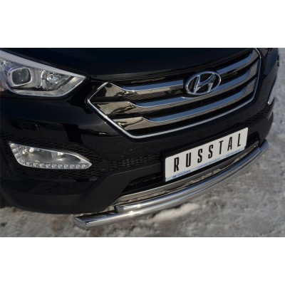 Hyundai Santa Fe 2012-2015 Защита переднего бампера d63/42 (дуга) HSFZ-001215