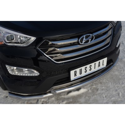 Hyundai Santa Fe 2012-2015 Защита переднего бампера d63 ( секции) d63 (дуга) HSFZ-001216