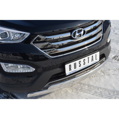 Hyundai Santa Fe 2012-2015 Защита переднего бампера 75х42/75х42 овал HSFZ-001217