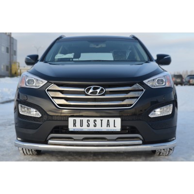 Hyundai Santa Fe 2012-2015 Защита переднего бампера d76/42 (секции-дуга) HSFZ-001220