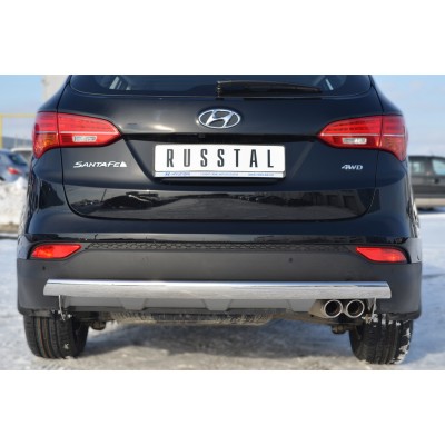 Hyundai Santa Fe 2012-2015 Защита заднего бампера 75х42 овал HSFZ-001227