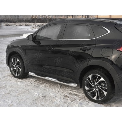 HYUNDAI TUCSON 2018- Пороги труба d76 с накладкой (вариант 1) HTT-0031011