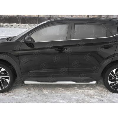 HYUNDAI TUCSON 2018- Пороги труба d76 с накладкой (вариант 3) HTT-0031013