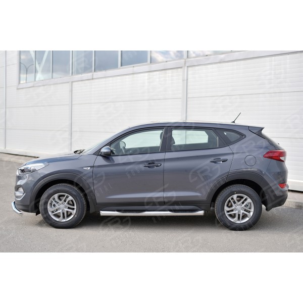 HYUNDAI Tucson 2015-2017 Пороги труба d76 с накладкой (вариант 1) HTT-0022341