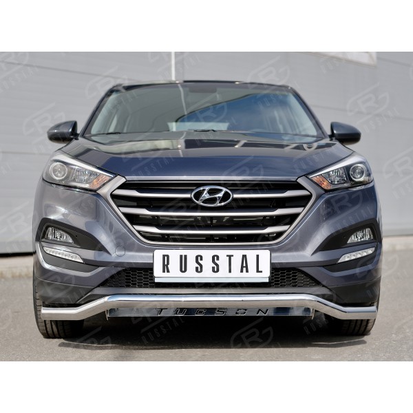 HYUNDAI Tucson 2015-2017 Защита переднего бампера Ф63 волна с надписью HTZ-002228