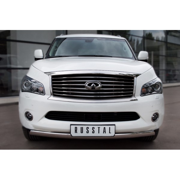 Infiniti QX 56 2010-2014 Защита переднего бампера 75х42 овал INZ-000846