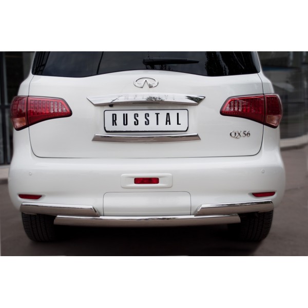 Infiniti QX 56 2010-2014 Защита заднего бампера 75х42_(75х42)х2 овалы INZ-000849