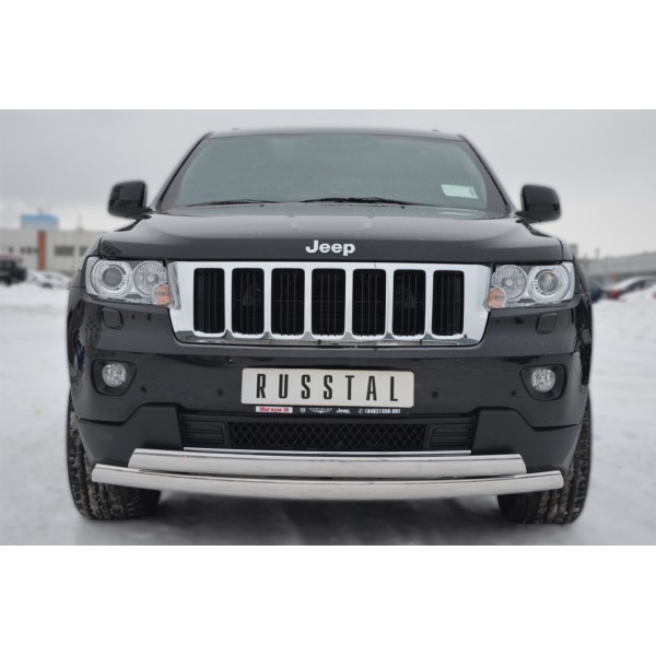 Jeep Grand Cherokee 2012 Защита переднего бампера 75х42/75х42 овалы JGZ-001190