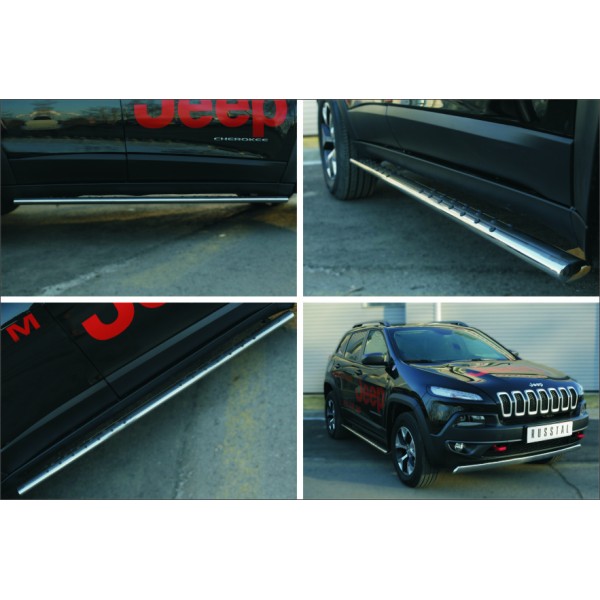 Jeep Cherokee Trailhawk 2014- Пороги труба 75х42 овал с проступью JCO-002000