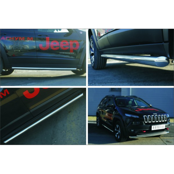 Jeep Cherokee Trailhawk 2014- Пороги труба d63 (секции) JCT-001998