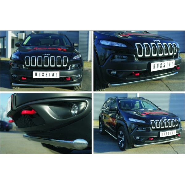 Jeep Cherokee Trailhawk 2014- Защита переднего бампера d63 (секции) JCZ-001993