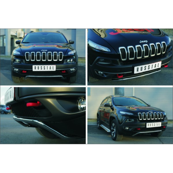 Jeep Cherokee Trailhawk 2014- Защита переднего бампера d42 (волна) JCZ-001995