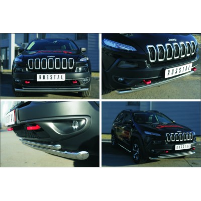 Jeep Cherokee Trailhawk 2014- Защита переднего бампера d63 (секции) d42 (дуга) JCZ-001996