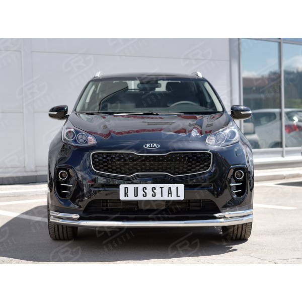 KIA SPORTAGE 2016-2018 Защита переднего бампера d63 секция-d42 уголки KSZ-002286