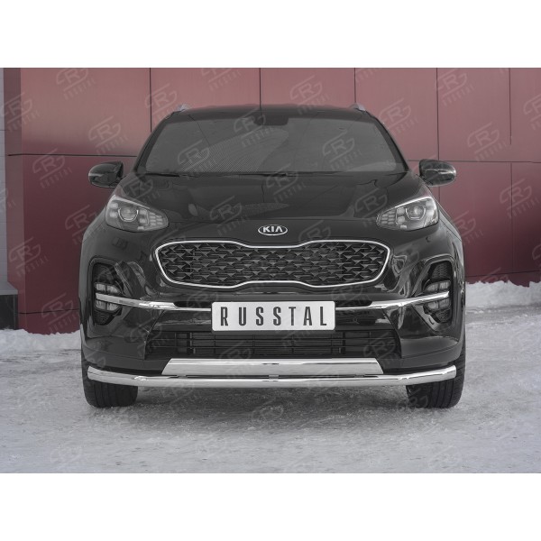 KIA SPORTAGE 2018- Защита переднего бампера d63 секция 75х42 дуга KSZ-003183