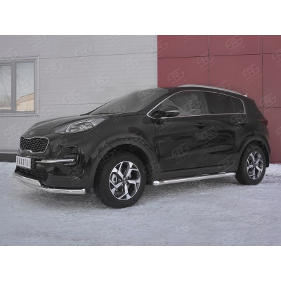 KIA SPORTAGE 2018- Защита переднего бампера d63 секция 75х42 дуга KSZ-003183