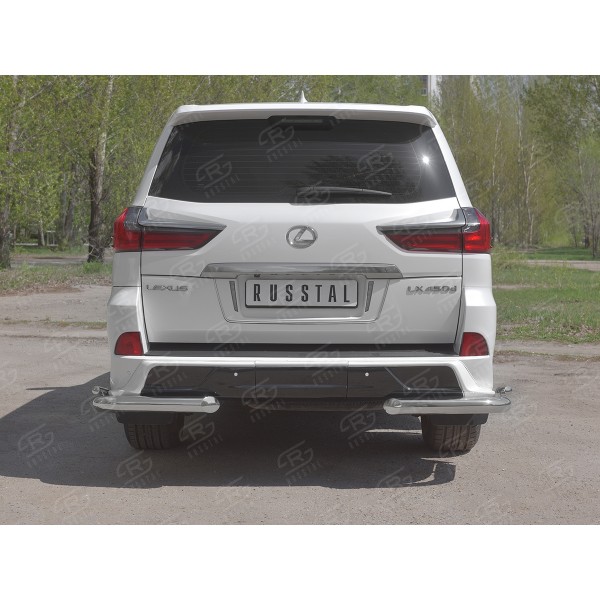 LEXUS LX450d-LX570 2015- (В обвесе TRD Superior) Защита заднего бампера уголки d76 секции-d42 секции