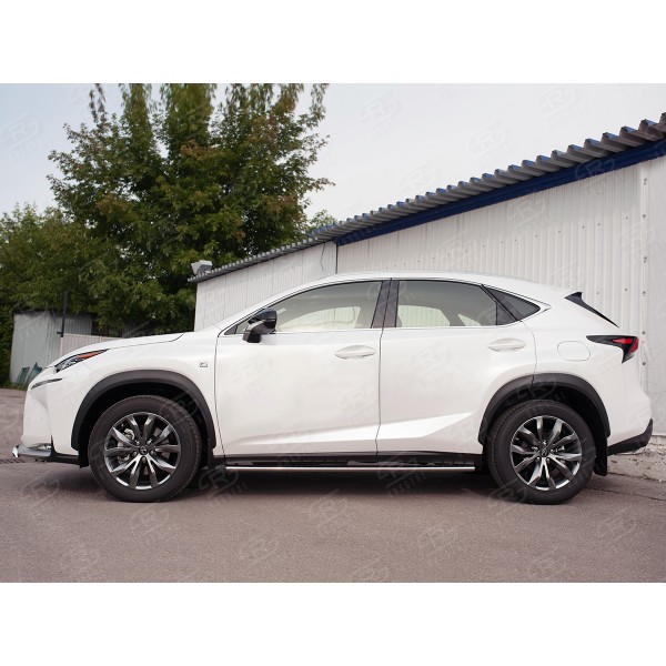 LEXUS NX 200 2014-2016 (кроме F-Sport) Пороги труба 75х42 овал с проступью LNXO-002580