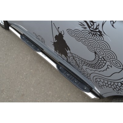 Mitsubishi Outlander 2012-2014 Пороги труба d76 с накладками (вариант 1) MRT-0010541
