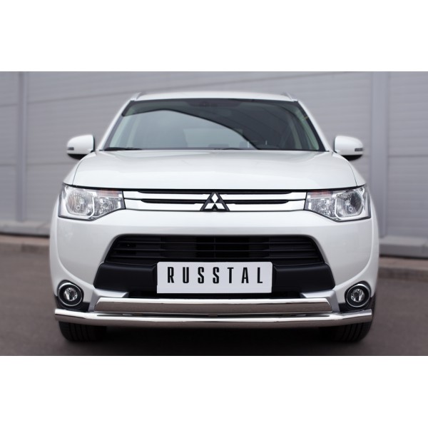 Mitsubishi Outlander 2014 Защита переднего бампера d63 (секции) d75х42 (дуга) MORZ-001890