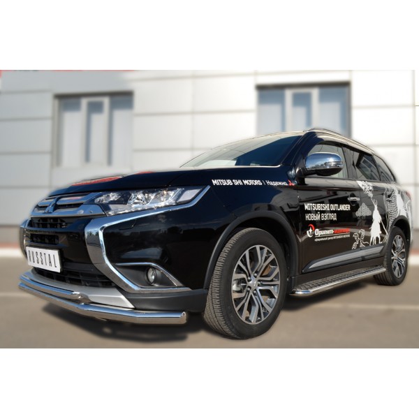 Mitsubishi Outlander 2015-2017 Защита переднего бампера d63 (секции) d42 (дуга) MOZ-002106