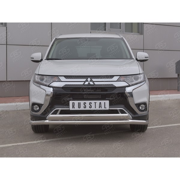 MITSUBISHI Outlander 2018- Защита переднего бампера d63 (секции) d75х42 (дуга) MOZ-003203