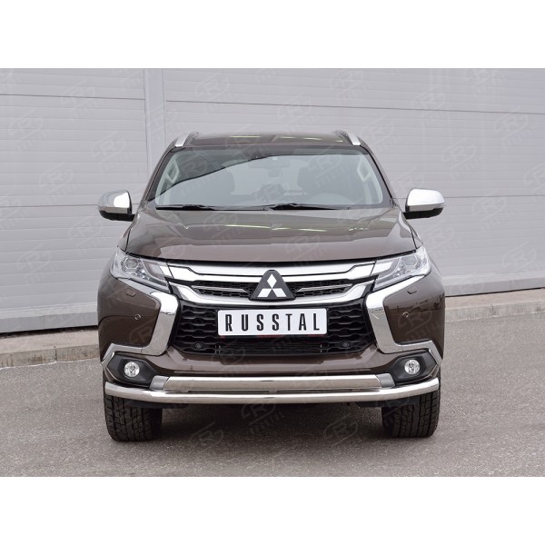 MITSUBISHI PAJERO SPORT 2016 Защита переднего бампера d63 секция-75х42 дуга MPJSZ-002485