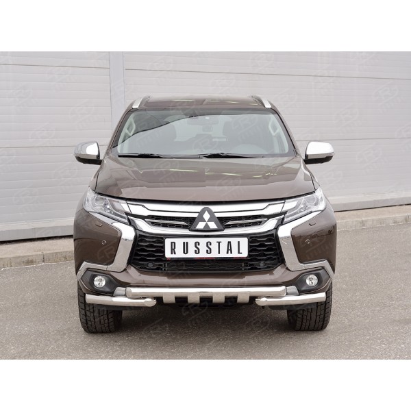 MITSUBISHI PAJERO SPORT 2016 Защита переднего бампера d63 дуга-d63 уголки+клыки MPJSZ-002486