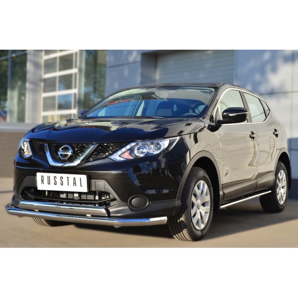 Nissan Qashqai 2014-2018 Пороги труба 75х42 овал с проступью в т ч Сборка СПБ NQQO-001794