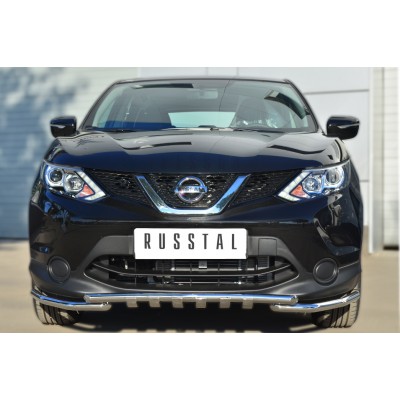 Nissan Qashqai 2014-2018 Защита переднего бампера d42 (секции) d42 (уголки)+клыки NQQZ-001784