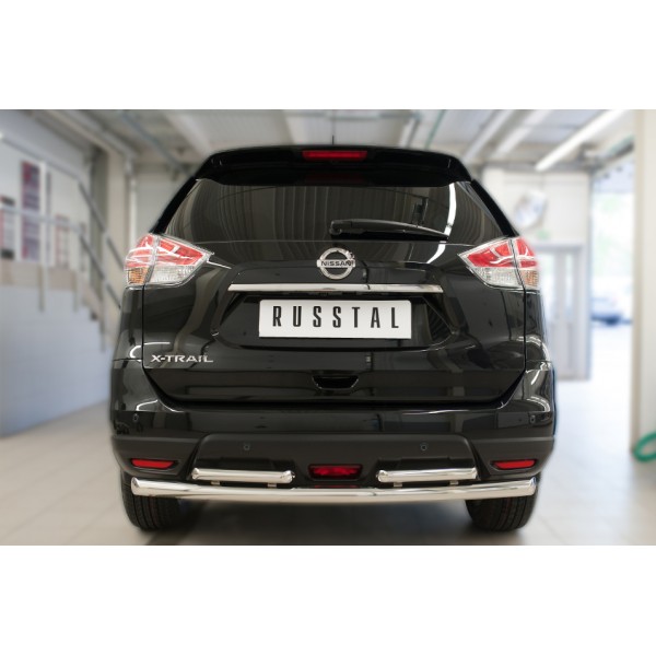 Nissan X-Trail 2015-2018 Защита заднего бампера d63 (дуга) d42х2 (дуга) NXZ-002093