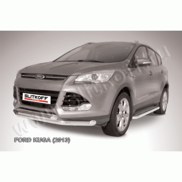 Защита переднего бампера Ford Kuga с 2013 (двойная)