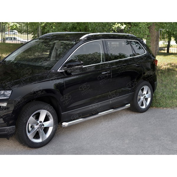 SKODA KAROQ 2020- Пороги труба d76 с накладкой (вариант 1) SKKT-0034431