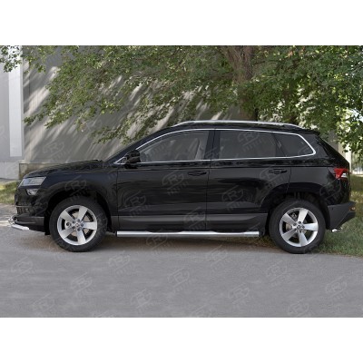 SKODA KAROQ 2020- Пороги труба d76 с накладкой (вариант 2) SKKT-0034432