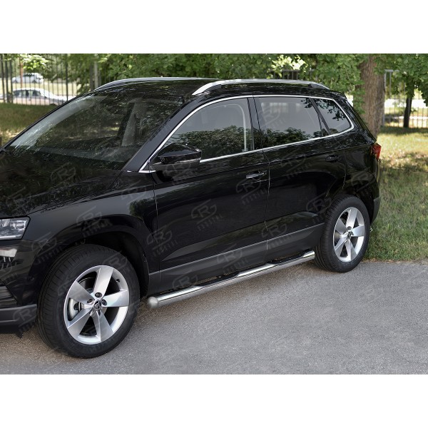 SKODA KAROQ 2020- Пороги труба d76 с накладкой (вариант 3) SKKT-0034433