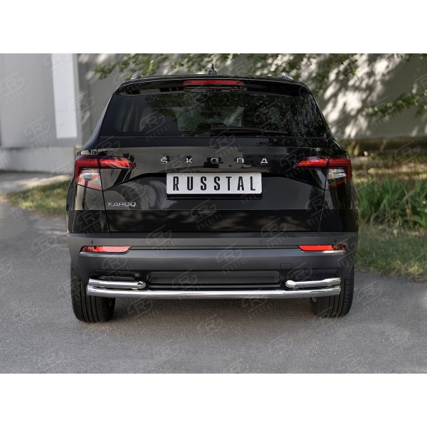 SKODA KAROQ 2020- Защита заднего бампера d63 секции-d42 уголки SKKZ-003447