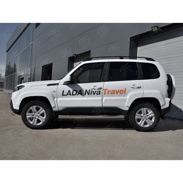 LADA NIVA TRAVEL 2021- Пороги труба d76 с накладкой (вариант 1) LNTT-0035611