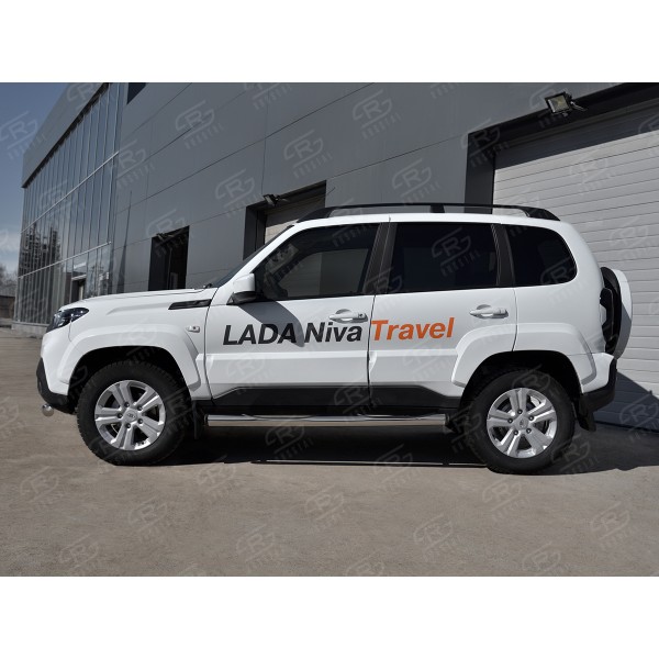 LADA NIVA TRAVEL 2021- Пороги труба d76 с накладкой (вариант 2) LNTT-0035612