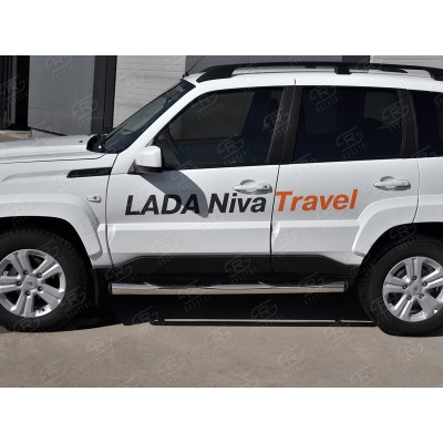 LADA NIVA TRAVEL 2021- Пороги труба d76 с накладкой (вариант 2) LNTT-0035612