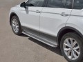 VOLKSWAGEN TIGUAN 2020- (кроме R-LINE) Пороги труба d42 с листом (Лист нерж, проф нерж) (вариант 3) VGL-0035773