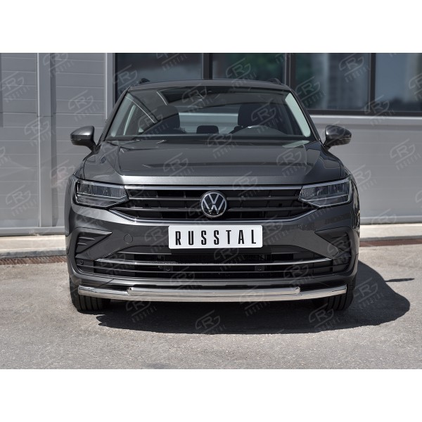 VOLKSWAGEN TIGUAN 2020- (кроме R-LINE) Защита переднего бампера d63 секции-d42 дуга VGZ-003574