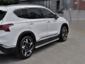 HYUNDAI SANTA FE 2021- Пороги труба d42 с листом (Лист алюм, проф нерж) (вариант 1) HSFL-0036011