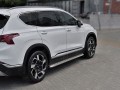 HYUNDAI SANTA FE 2021- Пороги труба d42 с листом (Лист нерж, проф нерж) (вариант 3) HSFL-0036013