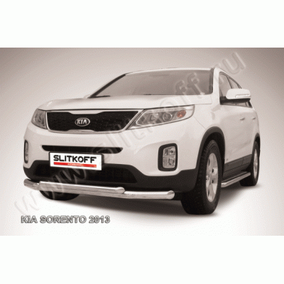 Защита переднего бампера Kia Sorento 2012-2015 (двойная 2)