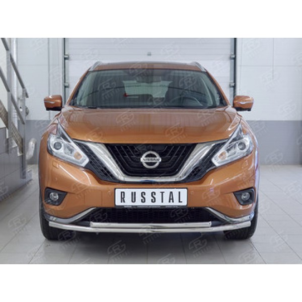 Защита переднего бампера Nissan Murano с 2016 (двойная) секция 42мм дуга 42мм