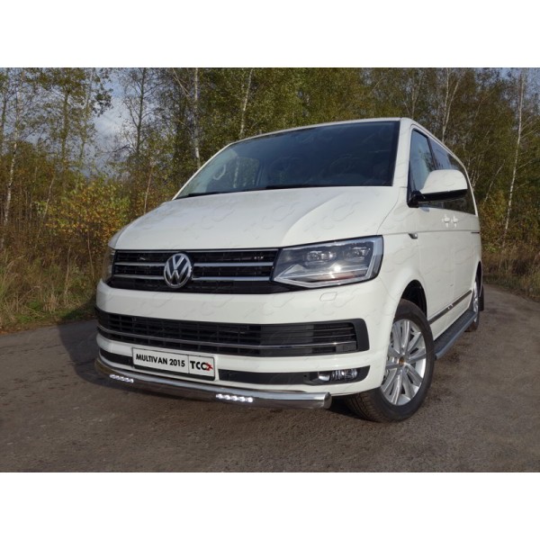 Защита переднего бампера Volkswagen T6 Multivan с 2015 (овальная с ходовыми огнями)